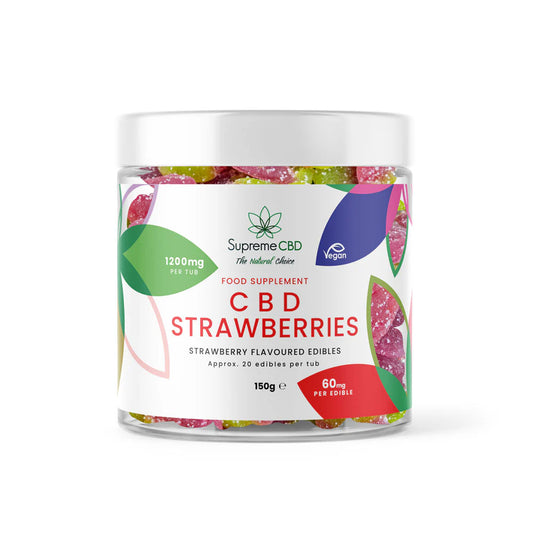 CBD Gummy Strawberries - Small Tub (1200mg)