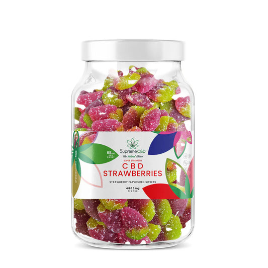 Super Strength CBD Gummy Strawberries - Large Tub (4800mg)
